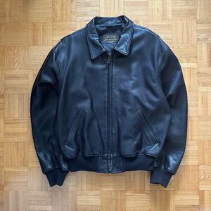 Johnson Leathers San Francisco Black Leather Bomber Jacket